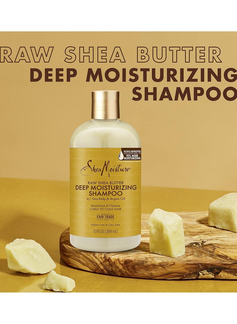 SheaMoister - A set of shampoo and conditioner to moisturize and care for frizzy, damaged and stressed hair, enriched with raw shea butter, argan oil and sea kelp, sulfate-free, with 3 pieces from Shea Moisture, fo - Image 1