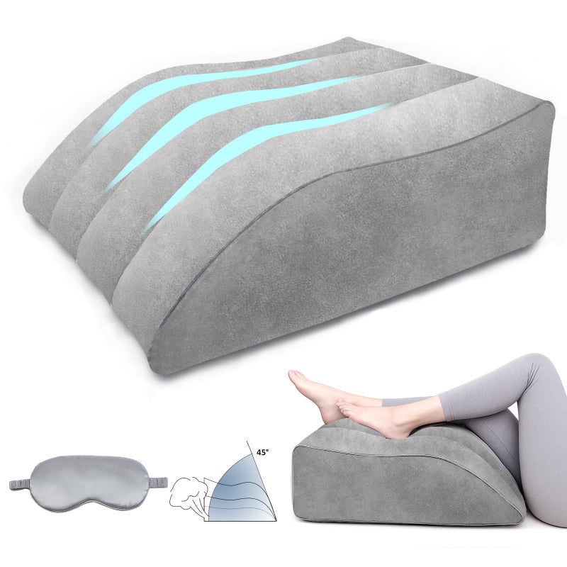 Theclover Inflatable Leg Pillow For Sleeping - Wedge Pillow With Eye Mask Leg Elevation Pillow For Swelling Circulation Pain Relief Bolster Pillow Leg Support For Travel After Aurgery Hip Foot Ankle - Image 1