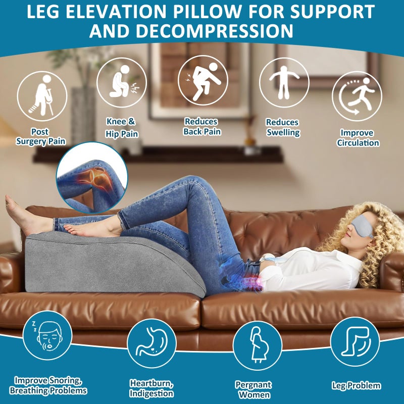 Theclover Inflatable Leg Pillow For Sleeping - Wedge Pillow With Eye Mask Leg Elevation Pillow For Swelling Circulation Pain Relief Bolster Pillow Leg Support For Travel After Aurgery Hip Foot Ankle - Image 2
