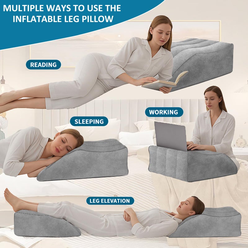 Theclover Inflatable Leg Pillow For Sleeping - Wedge Pillow With Eye Mask Leg Elevation Pillow For Swelling Circulation Pain Relief Bolster Pillow Leg Support For Travel After Aurgery Hip Foot Ankle - Image 3