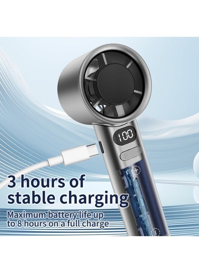 إلترازون Mini Portable Handheld Fan – 120-Speed Infinitely Adjustable Rechargeable Fan with USB-C Charging, Compact Gray Design – Personal Travel Fan for Adults & Kids, Quiet & Powerful Breeze Anywhere - Image 2