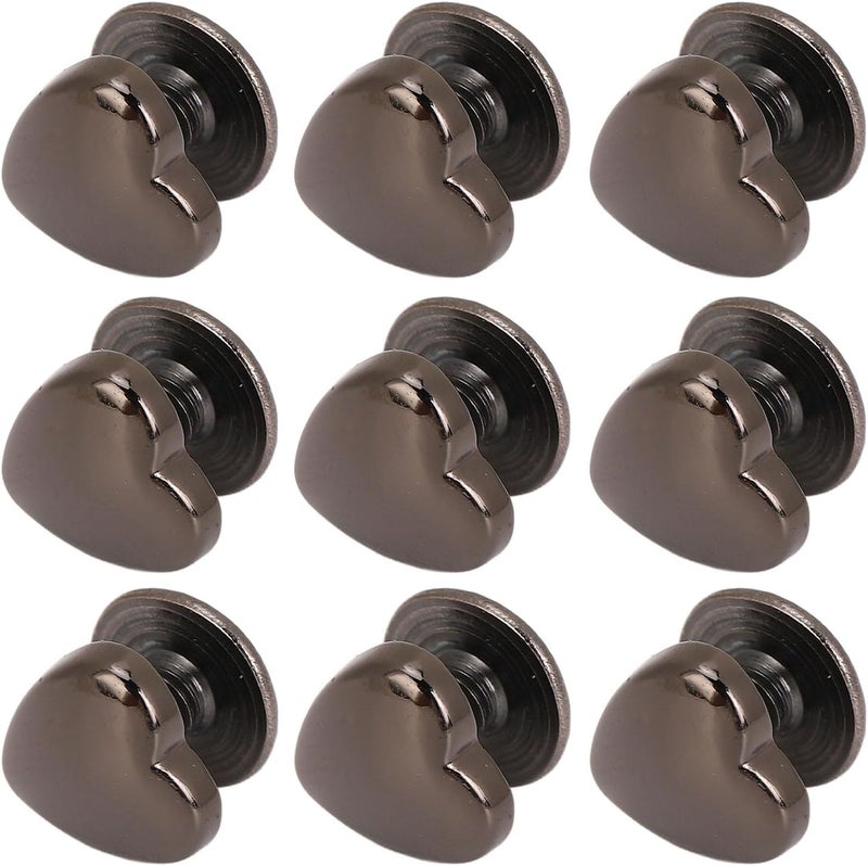 Silver Rustproof 8mm Zinc Alloy Heart Rivets with Screws for Belts Bags Crafts 20 Pcs - Image 1