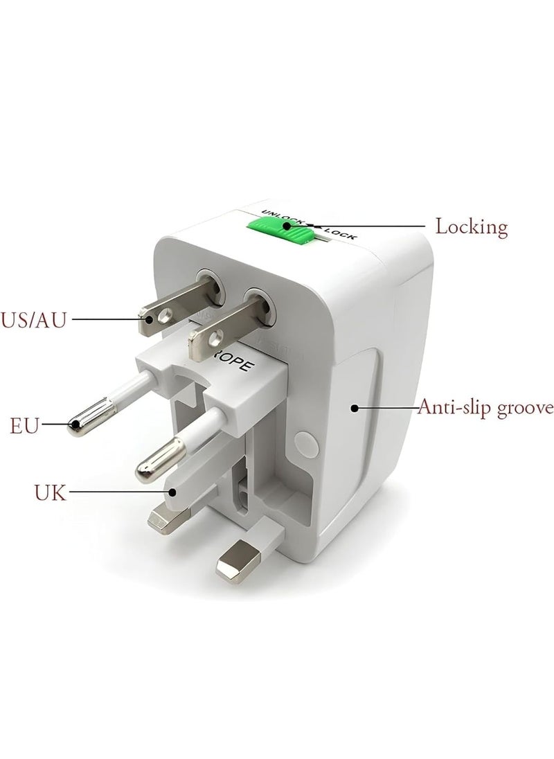 Generic Universal World Charger Adapter Plug All in one Travel AC Power Adapter Converter to UKUSEUAU Plug Socket Electrical White  - Image 3