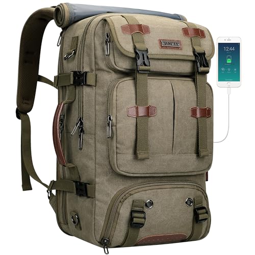 WITZMAN Travel Backpack for Men 40L Large Carryon Airline Approved Convertible 3 in 1 laptop Bags Fit 16 inchA8013 Army Green - Image 1