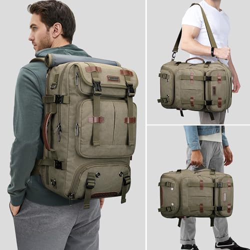 WITZMAN Travel Backpack for Men 40L Large Carryon Airline Approved Convertible 3 in 1 laptop Bags Fit 16 inchA8013 Army Green - Image 3