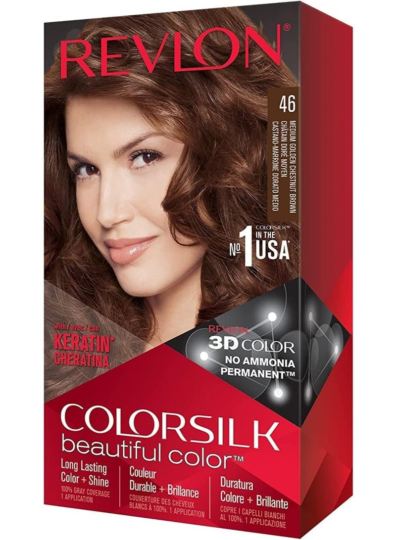 ريفلون صبغة شعر كولور سيلك لون 46 بني كستنائي ذهبي متوسط - Image 1