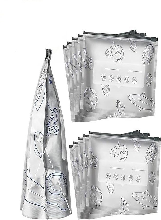 KITDAO KITCHENDAO Reusable Aluminum Food Storage Bag, Stand Up Foil Sealable Bags with Zip Lock,Food Storage Bags Aluminium Foil Fresh keeping Bag for Vegetable Fruit Meat (Silver) (10 pcs) - Image 1