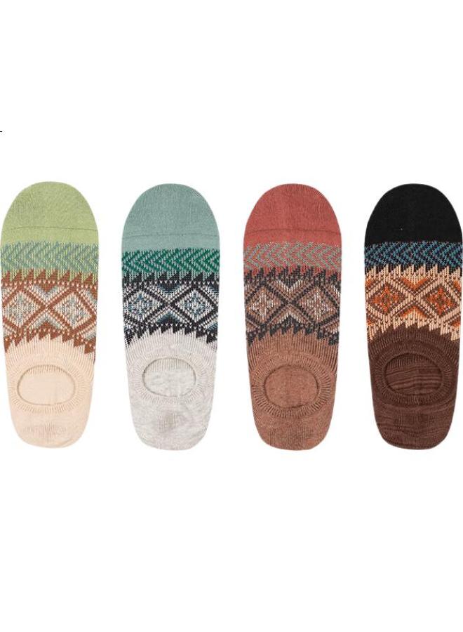 Liangpu Men'S Ethnic Style Boat Socks Thin Breathable Invisible Mesh Sweat-Absorbing Socks For Four Seasons - Image 1