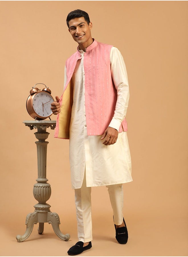 PRASHA - Men's Black Viscose Kurta, Pyjama & Dupatta Set - Image 1