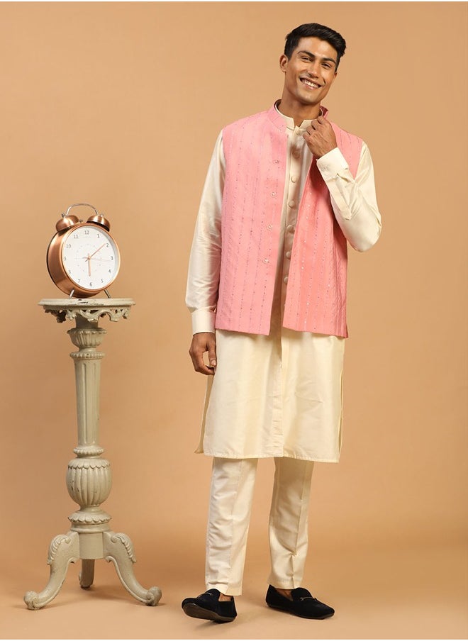 PRASHA - Men's Black Viscose Kurta, Pyjama & Dupatta Set - Image 1
