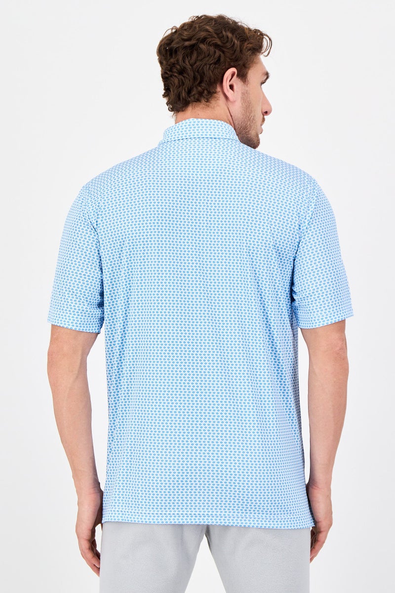 Greg Norman Men Sportswear Fit Short Sleeve Outdoor Polo Shirt, Light Blue - Image 2