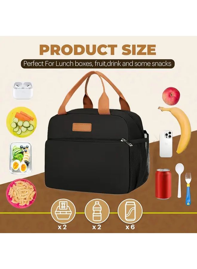Orange Leopard Print Insulated Lunch Bag Large Capacity Cooler Tote Multiple Compartments Durable Oxford Fabric For Work Travel Outdoor - Image 4