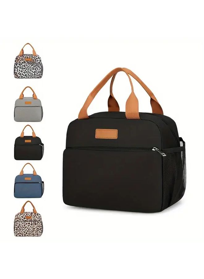 Orange Leopard Print Insulated Lunch Bag Large Capacity Cooler Tote Multiple Compartments Durable Oxford Fabric For Work Travel Outdoor - Image 1