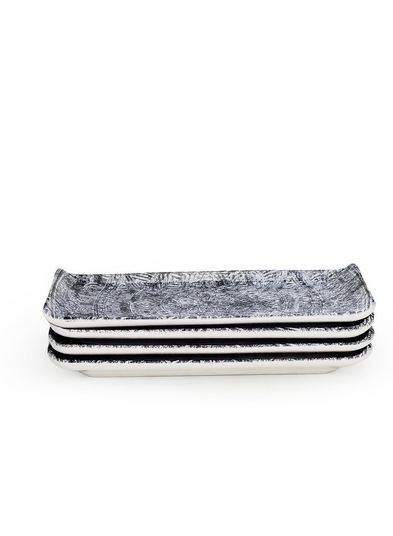 EDESSA Edessa Ginko Ceramic Rectangle Serving Plate (Multicolor, 12.5 x 24cm, Set of 4)  - Image 1