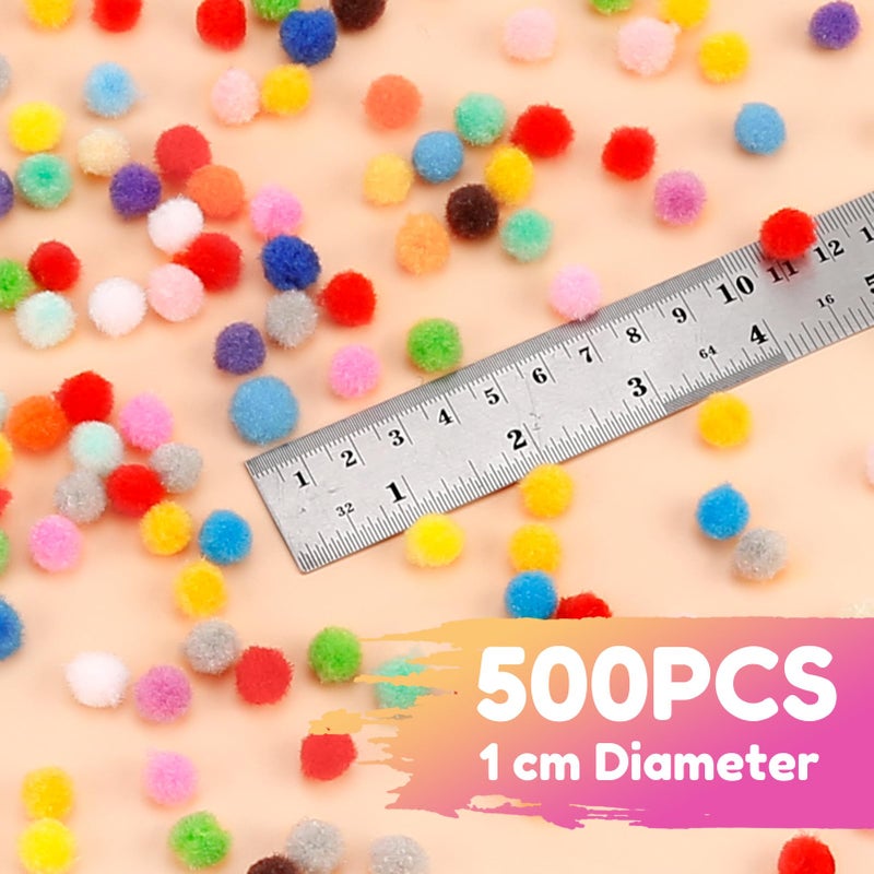 Caydo Caydo 500 Pieces 1cm Pom Poms 20 Colors Mini Pom Poms Crafts for Kids Art Creative Decoration  - Image 3