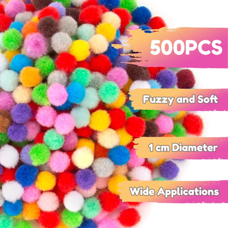 Caydo Caydo 500 Pieces 1cm Pom Poms 20 Colors Mini Pom Poms Crafts for Kids Art Creative Decoration  - Image 2