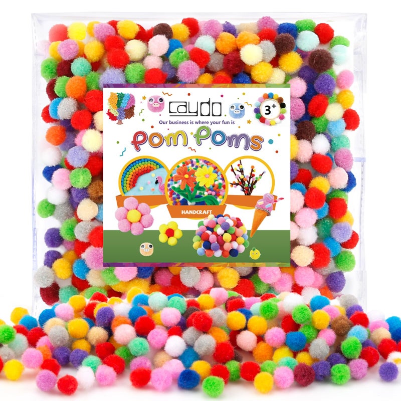 Caydo Caydo 500 Pieces 1cm Pom Poms 20 Colors Mini Pom Poms Crafts for Kids Art Creative Decoration  - Image 1