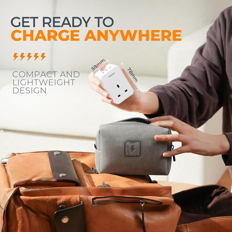 Charger Plug Adaptor SA, 3 Way Plug Extension Socket with 3 Ports (2 USB A & 1 USB C) Charging Station, Multiplug Extender for Home, Office, School Supplies - Image 5