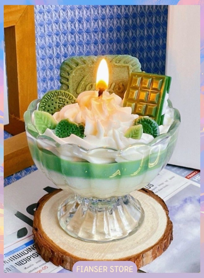 Fianser Candles Handmade Mint Ice Cream Cup Home Scented 12 Hours Fragrance Aromatherapy Gift Wax Natural Soy Glass Jar Stress Relief Luxury Wedding Bathroom Birthday Yoga Anniversary - Image 1