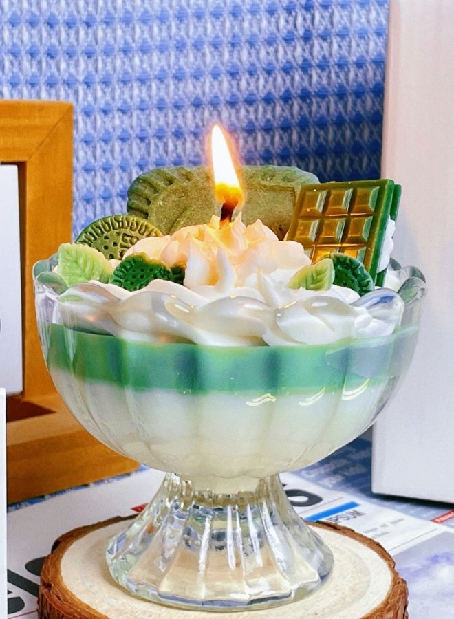Fianser Candles Handmade Mint Ice Cream Cup Home Scented 12 Hours Fragrance Aromatherapy Gift Wax Natural Soy Glass Jar Stress Relief Luxury Wedding Bathroom Birthday Yoga Anniversary - Image 3