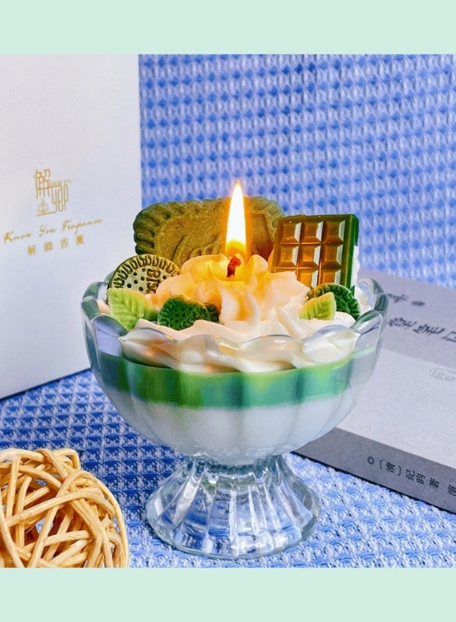 Fianser Candles Handmade Mint Ice Cream Cup Home Scented 12 Hours Fragrance Aromatherapy Gift Wax Natural Soy Glass Jar Stress Relief Luxury Wedding Bathroom Birthday Yoga Anniversary - Image 4