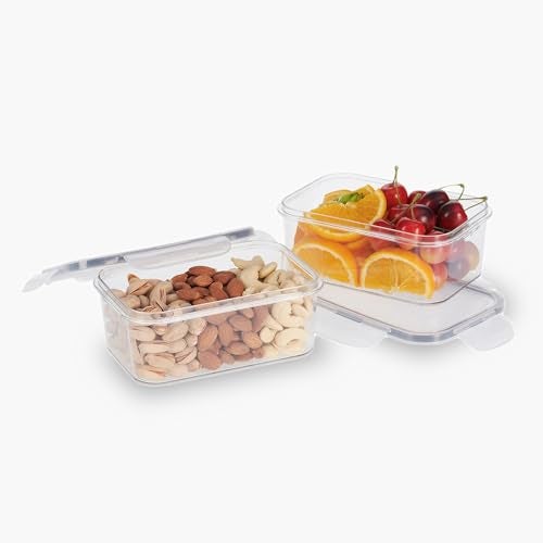 SCL Steelo Steelo Soclick Plastic Kitchen Storage Rectangular Container Set Kitchen Organiser Air Tight Container Set US FDA Approved PET Food Grade Heavy Duty Material, BPA Free (Clear, 800 ml, Pack of 2) - Image 5