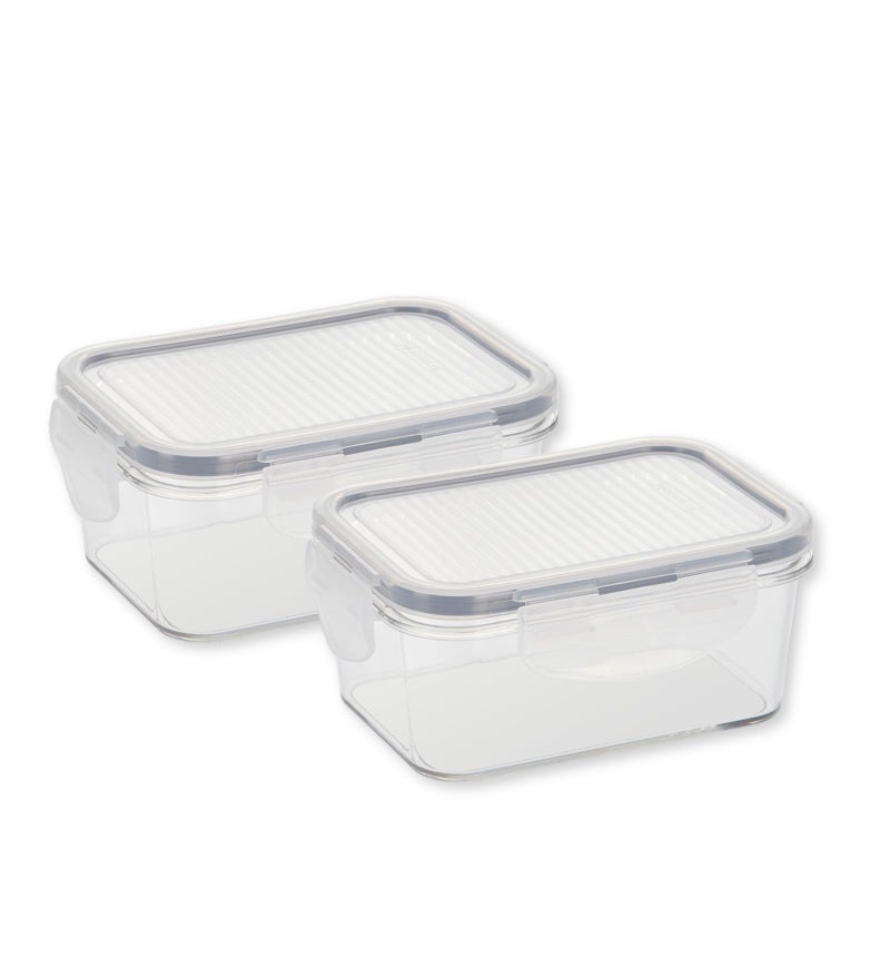 SCL Steelo Steelo Soclick Plastic Kitchen Storage Rectangular Container Set Kitchen Organiser Air Tight Container Set US FDA Approved PET Food Grade Heavy Duty Material, BPA Free (Clear, 800 ml, Pack of 2) - Image 1