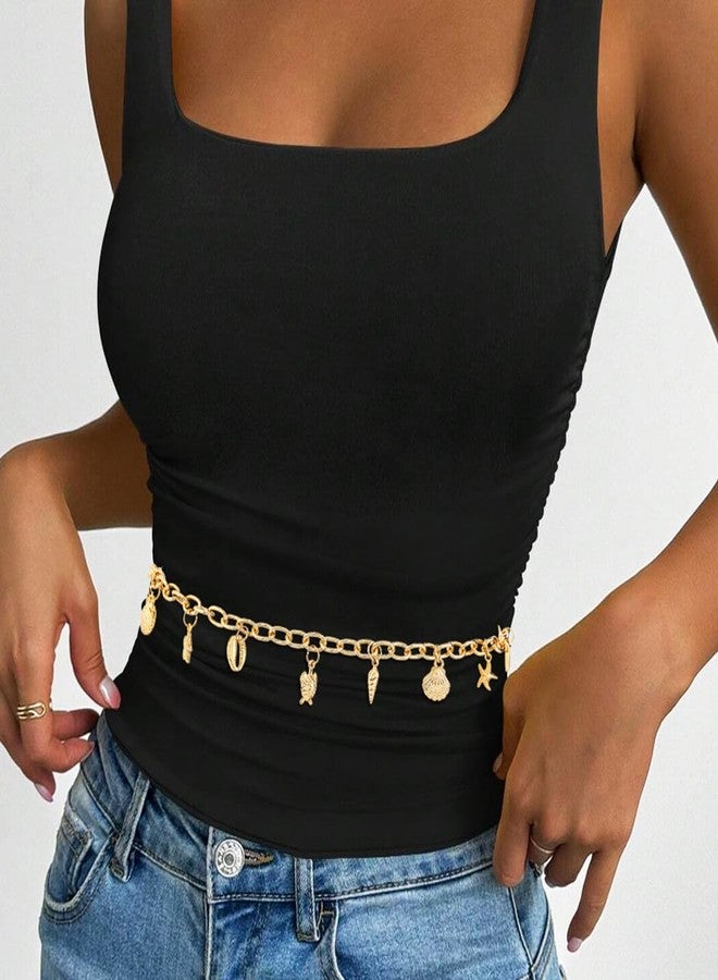 Bmirth Seashell Starfish Waist Chain for Women Gold Belt Chain Rave Summer Beach Body Jewelry - Image 3