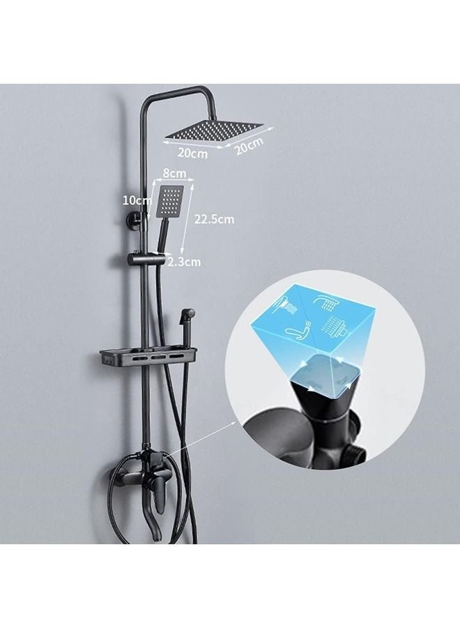 Arabest Shower Set,Shower Kit 8-Inch Shower Head with Handheld Including Rough-In Valve Body,Storage Rack and Trim Bathroom Rainfall Shower Kit Square - Image 2