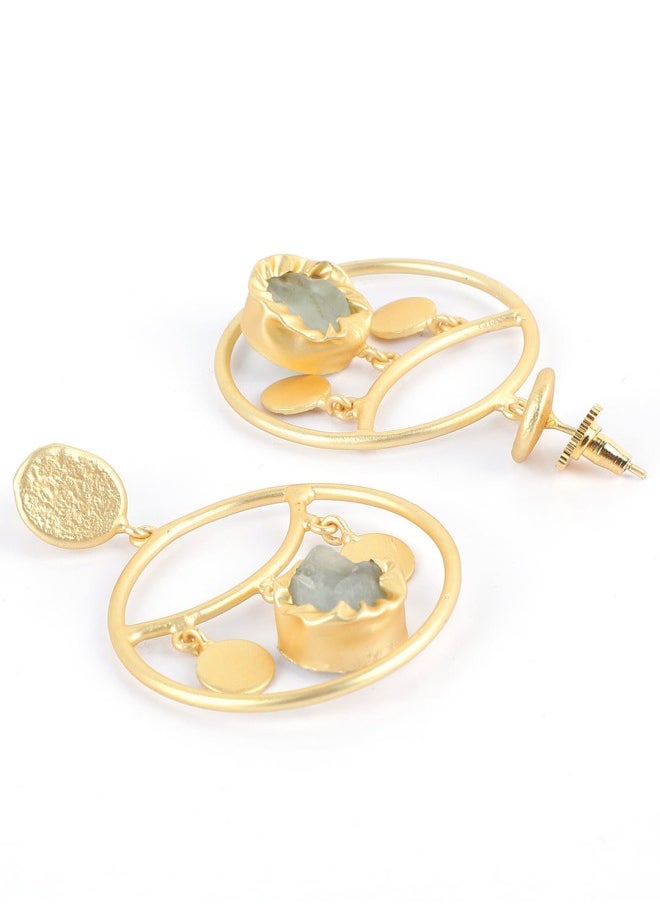 ISHIN Gold-Toned Circular Drop Earrings  - Image 2
