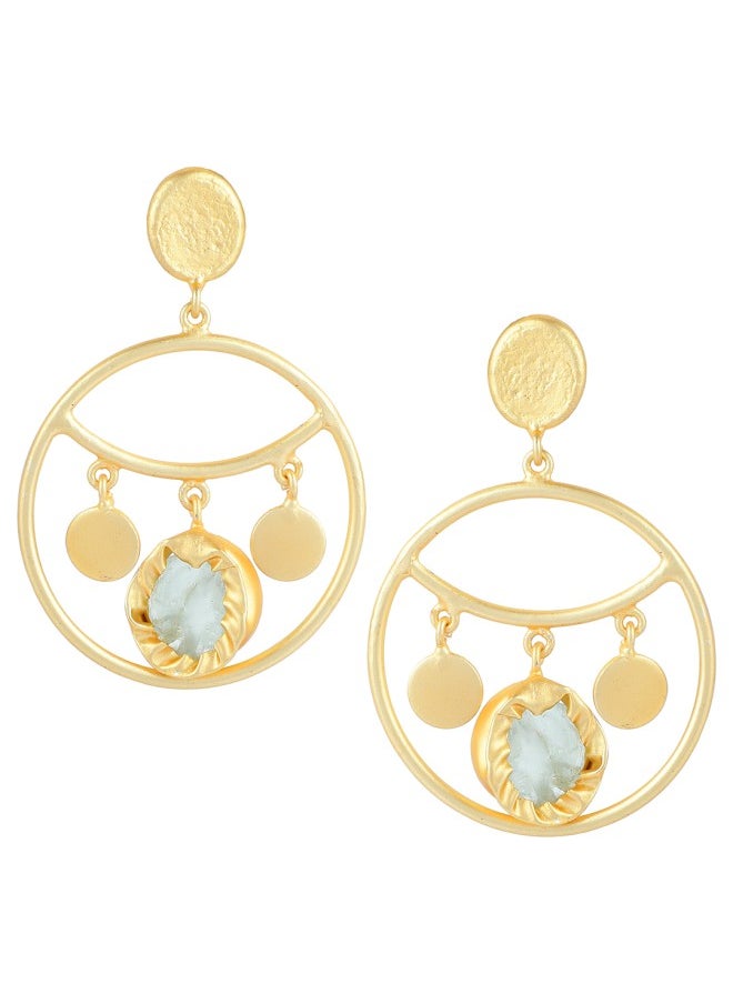 ISHIN Gold-Toned Circular Drop Earrings  - Image 4
