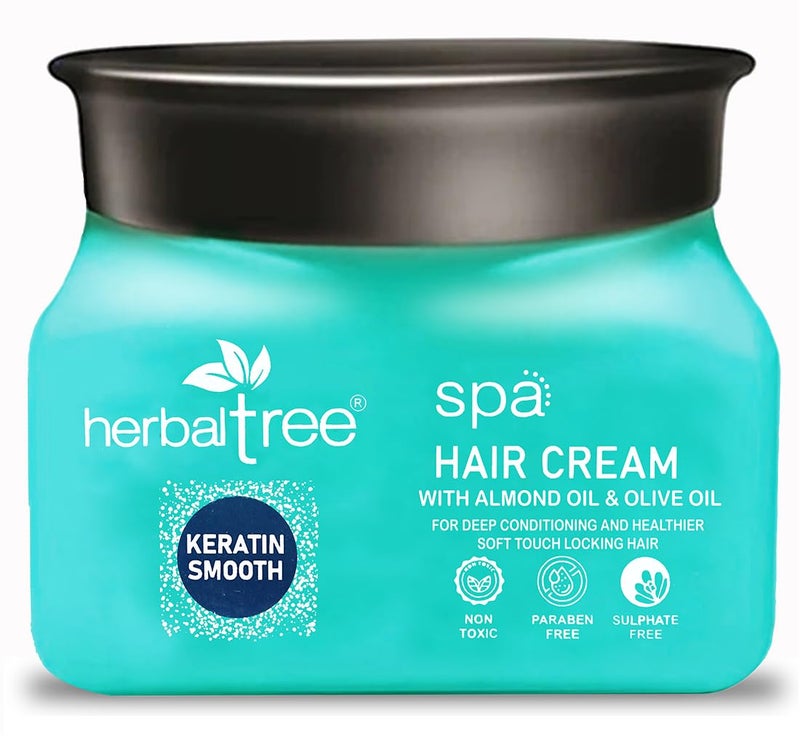 Herbal Tree Herbaltree Spa Hair Cream with Keratin Smooth for Repair Damage Hair, Reduce Hairfall, Moisture Lock Hair | Deep Conditioning Hair Spa Cream for Smooth, Frizz-Free, Healthy Hair | Hair Mask for women & menFor Men & Women (500 gm) - Image 1