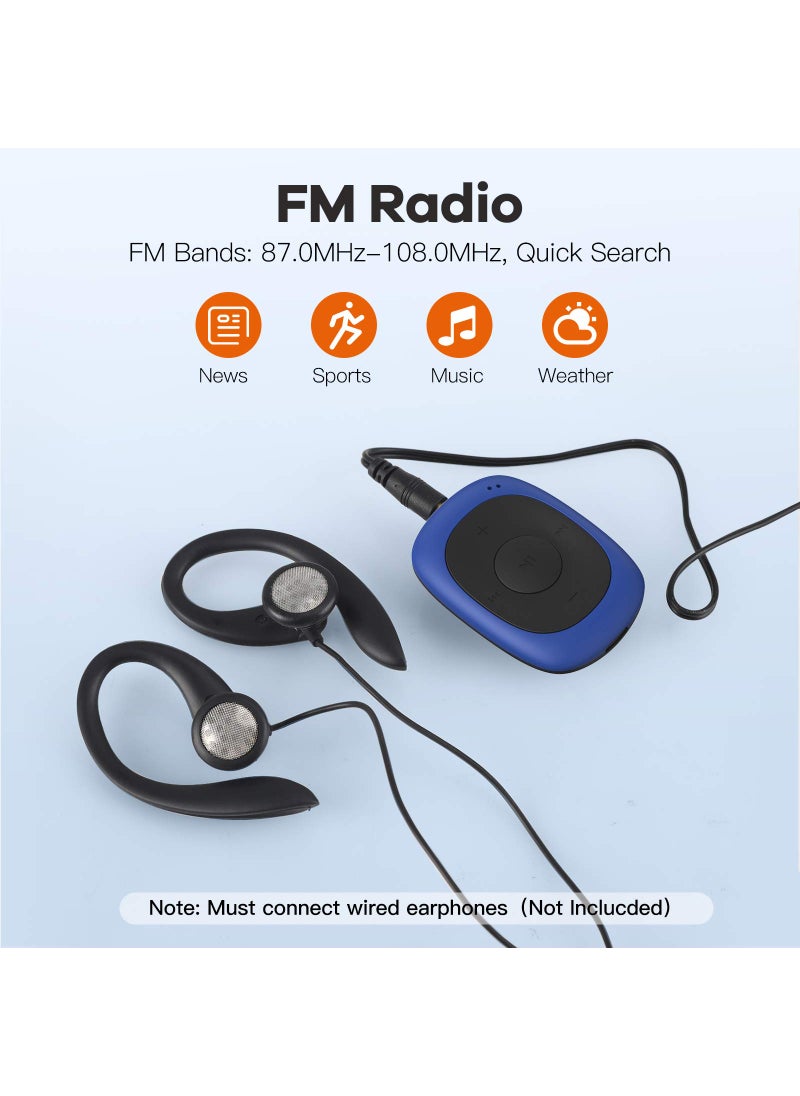 AGPtek AGPTEK G02 8GB Clip MP3 Player with FM Shuffle, Portable Music Player with Sweatproof Silicone Case for Sports, Blue  - Image 3