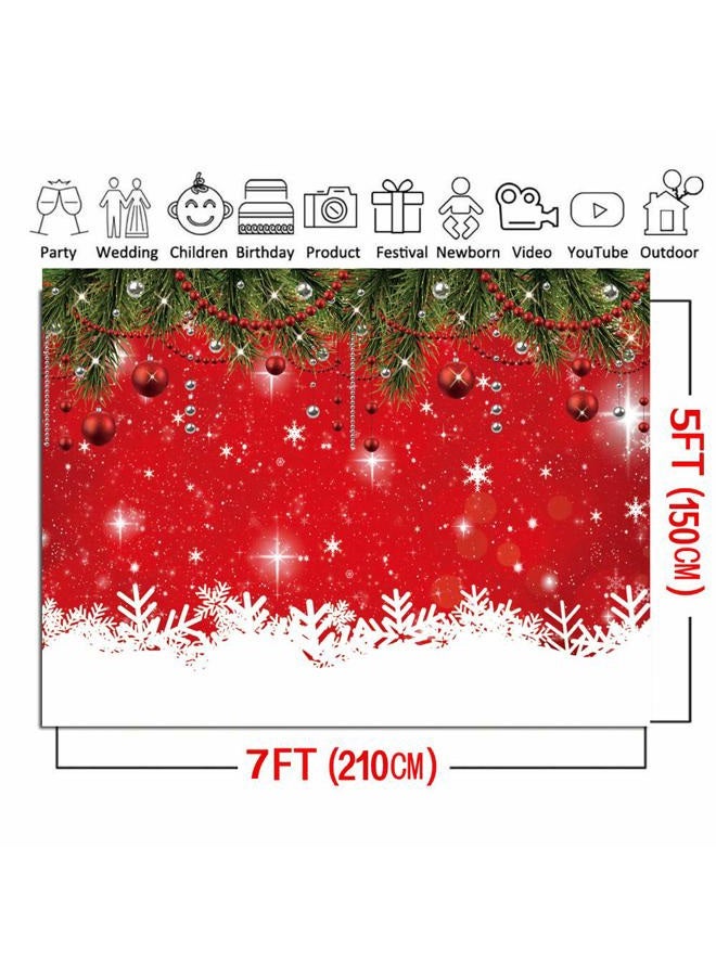 CYLYH 7x5ft Snowflake Christmas Backdrop for Winter New Year Eve Photography Family Party Birthday Glitter Bokeh Sparkle Red Merry Xmas Background Baby Shower Decoration Backdrop D504 - Image 4