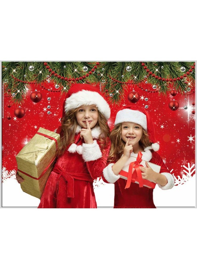 CYLYH 7x5ft Snowflake Christmas Backdrop for Winter New Year Eve Photography Family Party Birthday Glitter Bokeh Sparkle Red Merry Xmas Background Baby Shower Decoration Backdrop D504 - Image 2