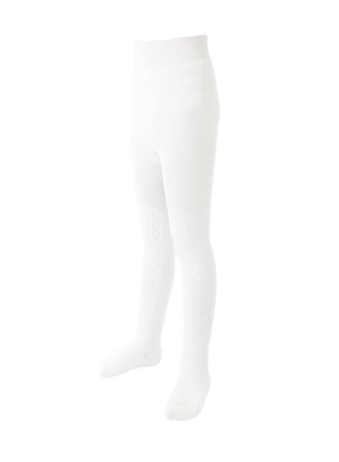 Mini Angel Baby Tights Toddler Tights Seamless Cable Knit Leggings Cotton Stockings Pantyhose 12-24 Months for Toddler 1 Pack (White, M) - Image 1