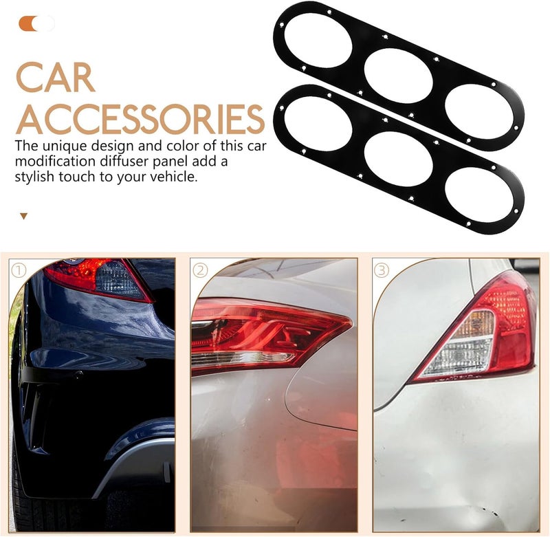 2pcs Car Rear Bumper Air Diffuser Panel Aluminum Alloy Rear Bumper Diffuser for Vehicle Exterior Modification, Black, Compatible with Cars for Enhanced Aerodynamics and Styling - Image 4