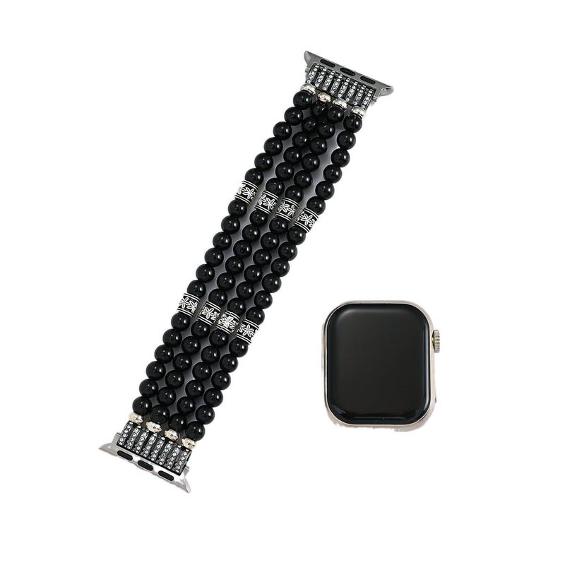 AD Black Resin Bracelet Strap Smartwatch Band Compatible with Apple Watch with Adjustable Fit Replacement Strap for Daily Wear - Image 1