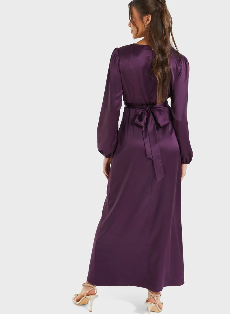 QUIZ Front Knot Detail Dress