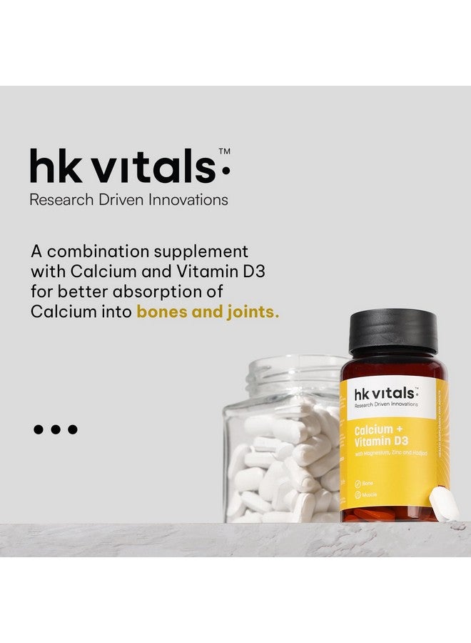 HEALTHKART مكمل هيلث كارت HK فايطالز كالسيوم + فيتامين D3 للنساء والرجال (90 قرص) | مع المغنيسيوم والزنك | لدعم صحة العظام والمفاصل بشكل كامل - Image 3
