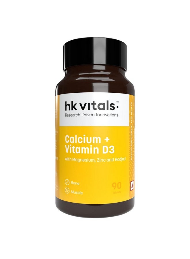 HEALTHKART مكمل هيلث كارت HK فايطالز كالسيوم + فيتامين D3 للنساء والرجال (90 قرص) | مع المغنيسيوم والزنك | لدعم صحة العظام والمفاصل بشكل كامل - Image 1