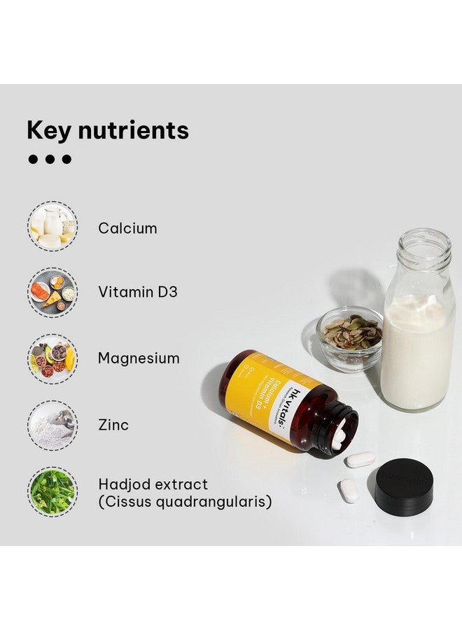 HEALTHKART مكمل هيلث كارت HK فايطالز كالسيوم + فيتامين D3 للنساء والرجال (90 قرص) | مع المغنيسيوم والزنك | لدعم صحة العظام والمفاصل بشكل كامل - Image 5