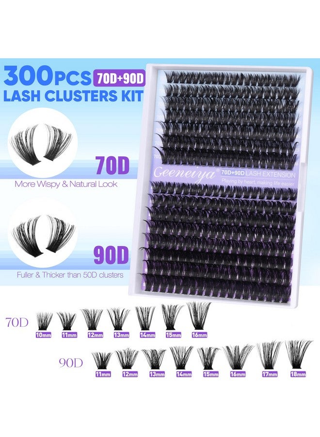 جينيا مجموعة رموش جينيا ويسبي المتشابكة، مجموعة رموش 70D+90D، مجموعة رموش صناعية طبيعية بطول 10-18 مم، رموش فردية مع لاصق رموش مقاوم للماء وملقط رموش (300 قطعة) - Image 4
