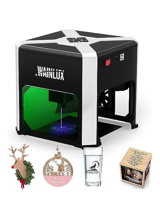 WAINLUX K6 Mini Laser Engraving Machine with 0.05mm Accuracy, 3W Laser Power, Wireless BT App Control, Offline Engraving, Laser Cutter Engraver Tool for Wood Vinyl Leather Glass, DIY Art, Logo Design - Image 1