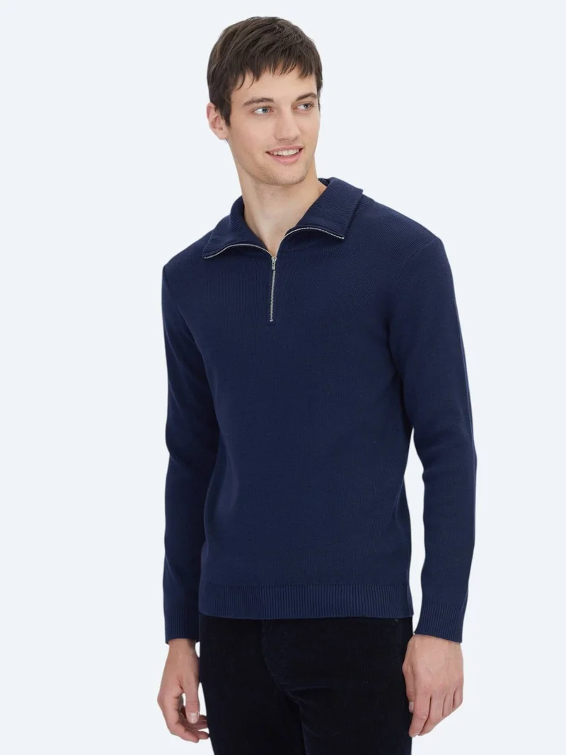 Kip Navy Blue Knitwear Sweatshirt