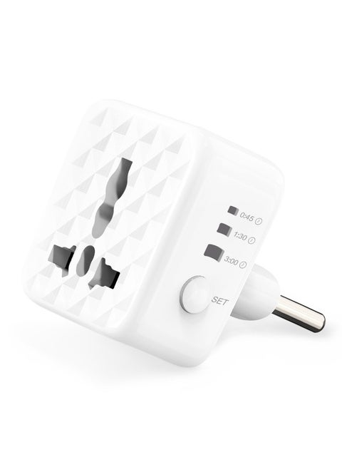Universal Conversion Plug with Timer Function and Short Circuit Protection-White