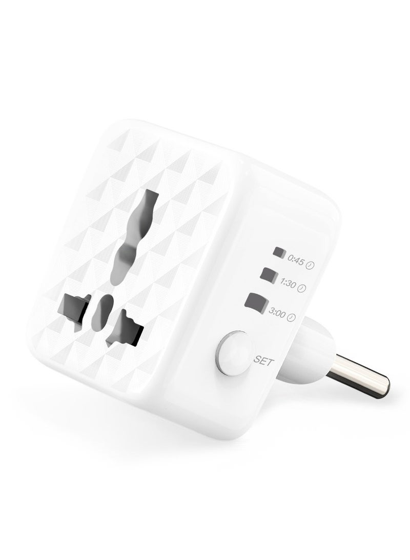 Universal Conversion Plug with Timer Function and Short Circuit Protection-White