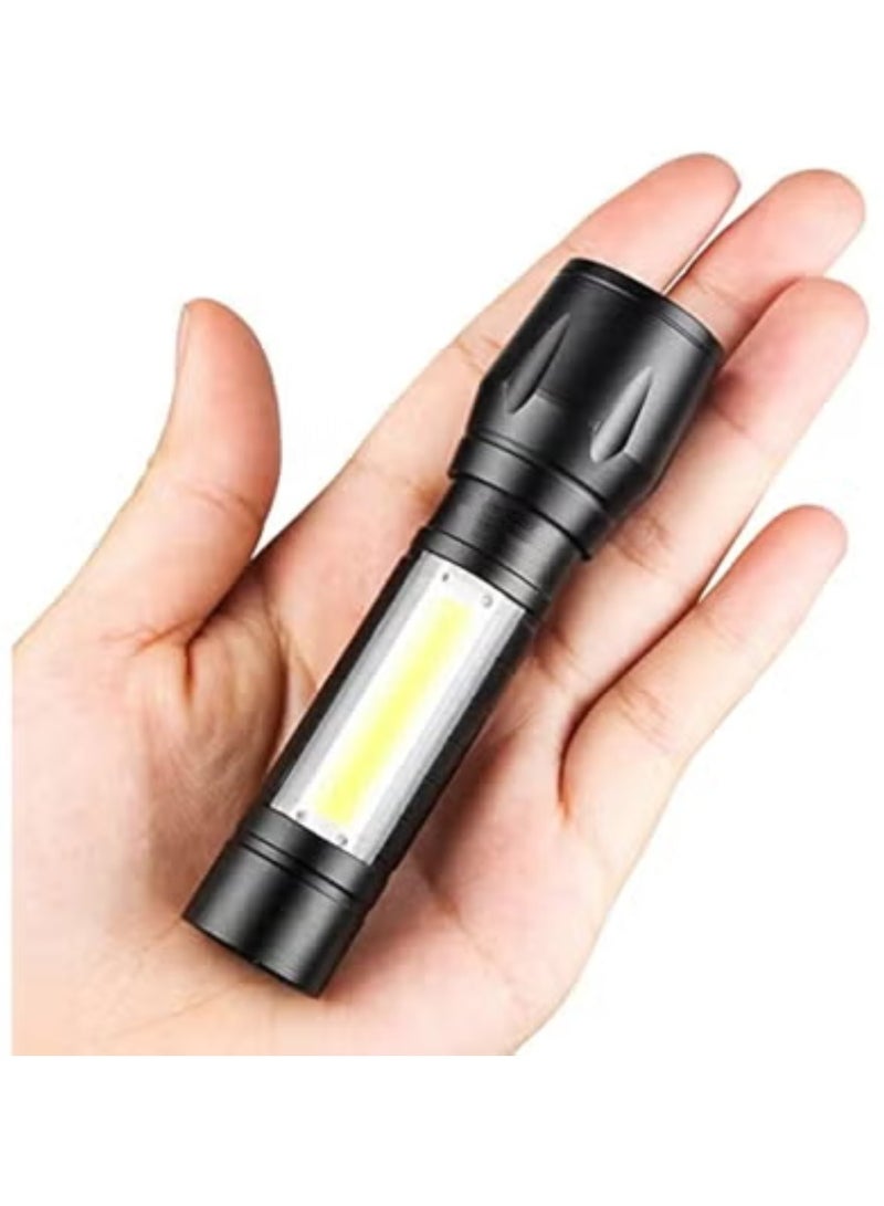 Led Flashlight Rechargeable USB Torch Mini Small Light Super Bright Handheld Tiny Portable Pocket Flash Light with COB Side Searchlight High Lumens Zoomable Emergency Camping Accessories 2 Pack - Image 2