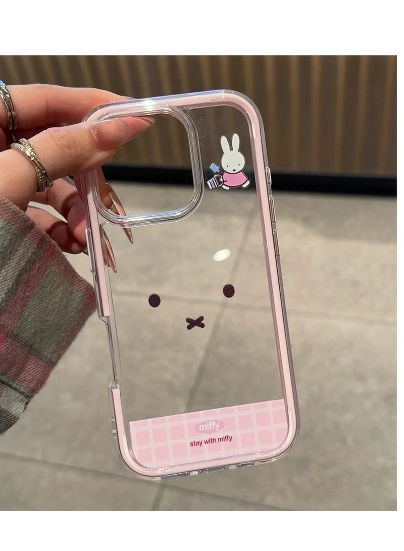 NIBEMINENT Protective TPU Case Cover For iPhone 16, Pink/Checkered Mickey Mouse