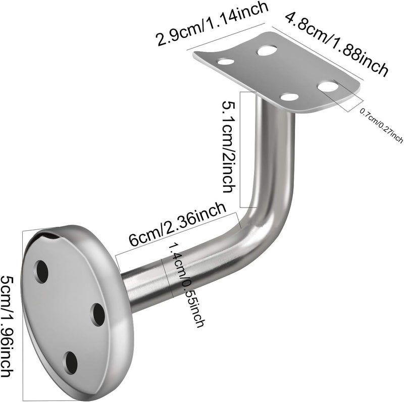 ZOENHOU 6 Pack Stainless Steel Handrail Brackets, Curved Handrail Brackets for Round Rails, Stairway Hardware Railing Holders with Mounting Screws for Guardrails Home Decor Malls - Image 2